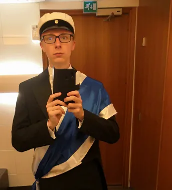 Pohjois-Pohjalaisen osakunnan kuraattori Casper Enckell fuksina